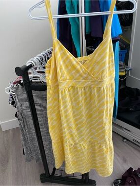LOFT Yellow Tie-Dye Spaghetti Strap Dress